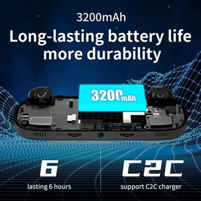 Immagine prodotto di Console portatile nera - 64 GB con oltre 5000 giochi - Schermo IPS da 4 pollici - Sistema operativo Linux e design portatile