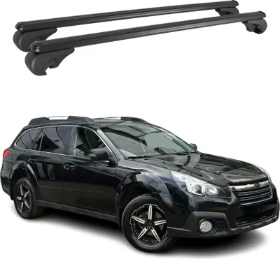 Image de Barres de toit Transversales pour Subaru Outback 2009-2014 Aluminium Noir