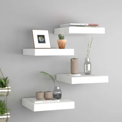 Produktbild von vidaXL Schweberegale 4 Stk. Weiß 23x23,5x3,8 cm MDF