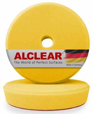 Zdjęcie produktu dla ALCLEAR 50163M_2, zestaw polerujących podkładek, 2 sztuki, średni, średnica 163/150 mm, grubość 30 mm, kolor żółty, z rzepem