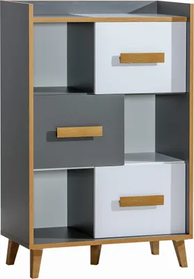 Immagine prodotto di Cassettiera con ante DOBSON - rovere riviera / bianco / antracite