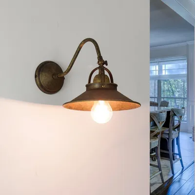 Produktbild von Wandleuchte innen Messing massiv Rustikal in Bronze E27 Wandlampe Küche