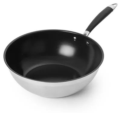 Obrázok produktu pre A. Základná keramická wok panvica, nerezová oceľ 304, nepriľnavý povrch, vhodná pre indukčné varné dosky