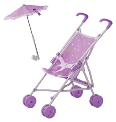 Produktbild von Olivia's Little World Klassisch Kinderwagen-Puppenwagen & Sonnenschirm Lila OL-00005