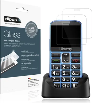 Produktbild von 2x Schutzfolie für Uleway T185 - Anti-Shock 9H Folie dipos Glass Kunststoffglas