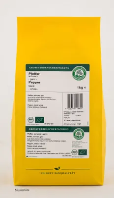 Produktbild von LEBENSBAUM - Schwarzer Pfeffer, ganz - 1kg