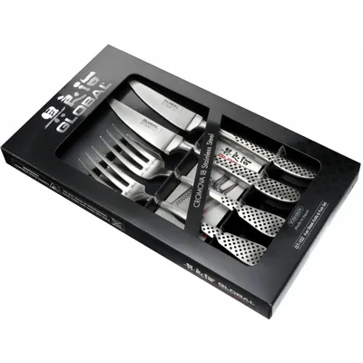 Immagine prodotto di Set 2 coltelli bistecca + 2 forchette giapponesi Global GT102