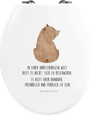 Produktbild von Mr. & Mrs. Panda WC Brille Bär Schulterblick - Weiß - Geschenk, Weltansicht, Teddy, Motivation, Selbstachtung, Weisheit, Sitz, Toilettenbrille, Toilettendeckel, Deckel
