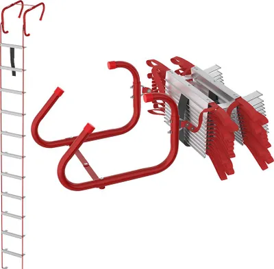 Échelle D'Évacuation Incendie Rétractable 3 Étages 25 Pieds – Aluminium Rouge
