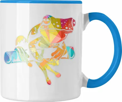 Produktbild von Trendation - Frosch Tasse Geschenk Polygon Grafik Frösche Grafik Lustig (Blau)