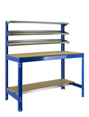 Produktbild von PROREGAL Werkbank BUFFALO mit Frontablage | HxBxT 84x120x61cm | Traglast 600kg | Blau