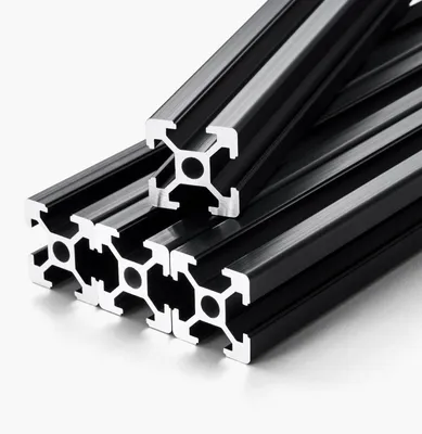 Immagine prodotto di VEVOR Set di 4 pezzi di profili in alluminio 1200 mm Profilo a T 2020 in alluminio, anodizzato secondo gli standard europei, adatto per stampanti 3D, macchine CNC per il fai da te, incisione laser, nero