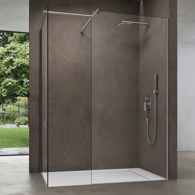 Image de doporro Pare Douche Cabine de Douche 120x120 cm Paroi de Douche avec 2 Éléments Fixes en Verre de Sécurité 8mm ESG Transparent Revêtement NANO Bremen01K-T