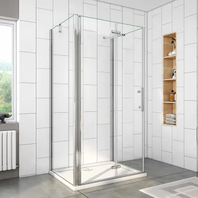 Produktbild von U-Duschkabine Falttür+Drehtür 80x80x80cm (Seitenwand:80cm) U-FORM Duschkabine Duschabtrennung
