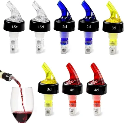 Produktbild von Schnapsspender Flaschenausgießer - Dosierer für Spirituosen - 8 Stück Set für Bar und Küche - 1.5cl 2cl 3cl 4cl