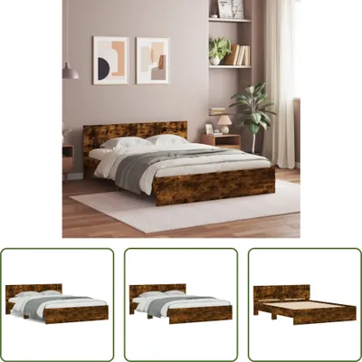 Produktbild von The Living Store Bettgestell mit Kopfteil Räuchereiche 140x190 cm