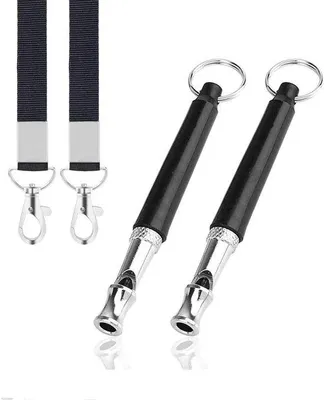 Image de Lot de 2 nouveaux sifflets à ultrasons pour chiens 2022 pour faire cesser les aboiements du chien du voisin, outil d'entraînement professionnel, réglable et silencieux, pour chiens avec collier noir