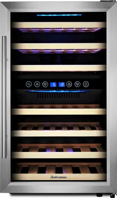 Produktbild von Kalamera Weinkühlschrank 2 Zonen, 45 Flaschen, 120 Liter, Kompressor, LED-Display, Edelstahl Glastür, Freistehend, KRC-45BSS