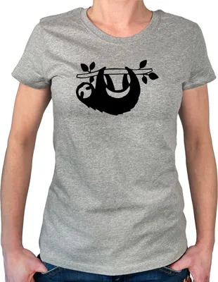 Produktbild von Huuraa Damen T-Shirt Faultier Silhouette XXL Sport Grey Bio Baumwolle Fairtrade Damenshirt Geschenkidee