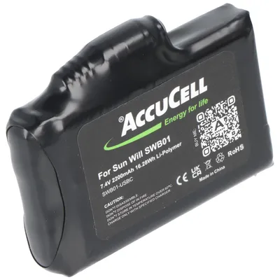 Productafbeelding van 2 stuks SWB01 accu's, oplaadbare lithium-polymeer accu's van 7,4 Volt en 2200mAh, inclusief USB-C oplaadkabel, ideaal voor verwarmde handschoenen
