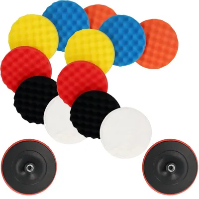 Imagen del producto de Juego de esponjas para pulido de 150 mm con rosca M14, que incluye un plato de pulido, compuesto por 14 piezas