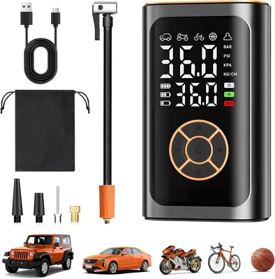 Produktbild von Elektrische Luftpumpe, Kabelloser Luftpumpe, Fahrradpumpe, elektrischer Luftkompressor, Akku Luftpumpe, Mini Kompressor, 150PSI, mit 4000mAh Akku