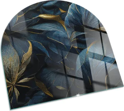 Produktbild von Elegante Blätter in Textur – Glasbodenplatte für – Kaminofen – Kaminplatte Glas – Schutzglas – Funkenschutzplatte –Glasbodenplatte Feuerfeste – Hitzeschutzplatte – Bodenschutz aus Glas – 100x100 cm