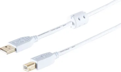 Produktbild von USB Kabel A St.+Ferrit/B St. verg. USB 2.0 weiß 1m