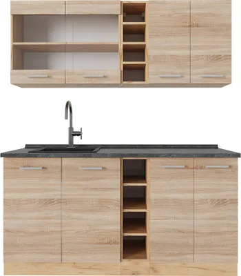 Produktbild von Vicco Single küche R-Line, 160 cm , AP Anthrazit, Sonoma/Goldkraft Eiche