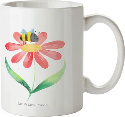 Produktbild von Mr. & Mrs. Panda Teetasse Hummel Blume - Weiß - Geschenk, Biene, Hummeln, Kaffeebecher, Lustige Sprüche, Becher, Teebecher, Wespe, Natur, Bedruckte Tasse