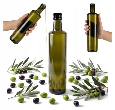 Image de Bouteille d'huile d'olive DORICA de 750 ml avec doseur, en verre teinté, contenance 0,7 litre