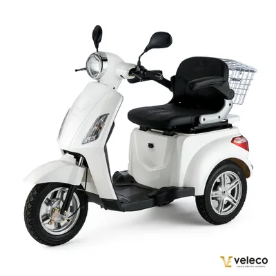 Produktbild von VELECO ZT15 Elektromobil - 3-Rad Mobilitätsroller - Elektromagnetische Bremse - Montiert und fahrbereit - Seniorenmobil - Alarm - 800W (Weiß)