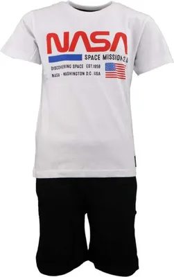 Produktbild von NASA Kinder Jungen Schlafanzug Pyjama – Weiß / 134/140