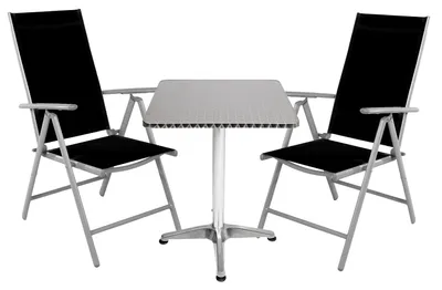 Image de Garniture de bistrot 3 pièces aluminium - textile argenté / noir