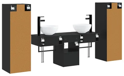 Image de Ensemble de meubles de salle de bain vidaXL, 5 pièces, noir, 33 x 34,5 x 100 cm