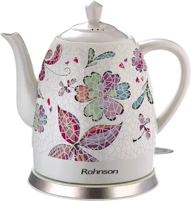 Produktbild von Rohnson R-7802 Schnurloser Wasserkocher, Keramikgehuse, 1,7 l F1/4llmenge, 1500 Watt, 360 Sockel, Trockengehschutz, Abschaltautomatik