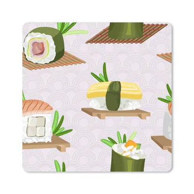 Produktbild von MuchoWow® Mauspad Mousepad Muster - Lebensmittel - Sushi - Japan 20x20 cm - Mousepads - Maus Mat - Pad - Mausunterlage - Desk Mat - Bureauartikeln