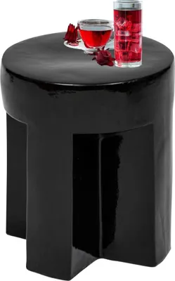 Produktbild von "MISOU Beistelltisch Rund Couchtisch Modern Organisch Schwarz Glanz 34cm Keramik"