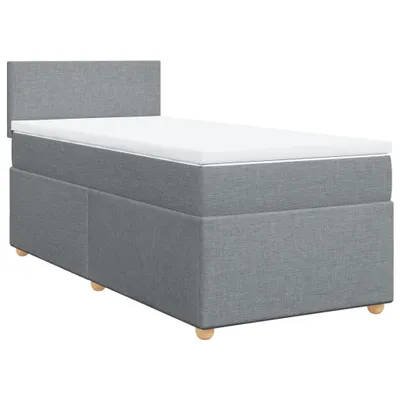 Produktbild von Boxspringbett mit Matratze Hellgrau 90x200 cm Stoff