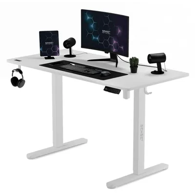Zdjęcie produktu dla Sense7 Nojo – elektrycznie regulowane biurko o wysokości 120 cm, białe, biurko gamingowe, ergonomiczne biurko do pracy na stojąco i siedząco, z funkcją pamięci, biurko do domowego biura, ciche