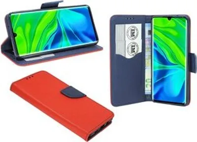 Produktbild von cofi1453® Buch Tasche "Fancy" kompatibel mit XIAOMI MI NOTE 10 Handy Hülle Etui Brieftasche Schutzhülle mit Standfunktion, Kartenfach Rot-Blau