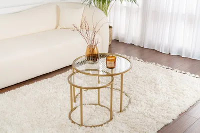 Immagine prodotto di Skye Decor, Aurum - 60, 42 - Oro, trasparente, set tavolini da salotto, oro, 100% metallo, 42 x 42 x 39 cm