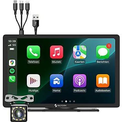 Produktbild von Siltcon® CarPlay Display 9 Zoll – Wireless Apple CarPlay & Android Auto – Navi Auto – HD Rückfahrkamera – AUX/FM/BT – Schwarz