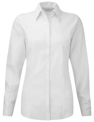 Obrázok produktu pre Russell Collection – dámska košeľa, rybí vzor, na mieru, s dlhými rukávmi LT4780 (L) (biela)