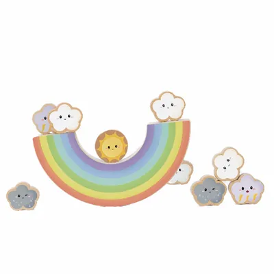 Immagine prodotto di Gioco di equilibrio in legno con arcobaleno e nuvole