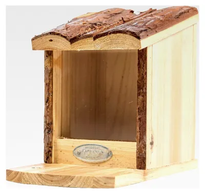 Produktbild von Eichhörnchen-Futterhaus - Wetterfeste Futterstation zum Aufhängen für Garten und Balkon, aus Holz mit Rindendach, 11,8 x 22,5 x 17,8 cm