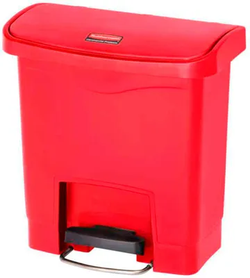 Produktbild von Rubbermaid Slim Jim Step On Container Front Step Pedal-Abfalleimer | 15 Liter, HxBxT 39,9x23x37,7cm | Poliethylen | Rot