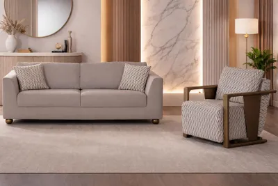 Zdjęcie produktu dla Nowoczesna sofa z fotelem o eleganckim designie do salonu
