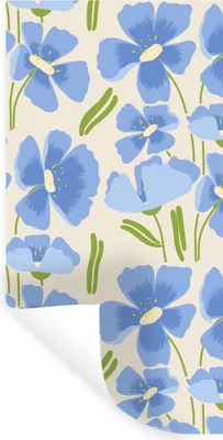 Produktbild von MuchoWow® Wandtattoo Wandsticker Wandaufkleber Blume - Blau - Muster 40x80 cm Selbstklebend und Repositionierbar - Repositionierbar - Wasser abweisend
