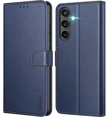 Productafbeelding van Telefoonkoffer, flippercase voor Samsung Galaxy S23 FE, kunstleer, blauw, met kaartsleuf en standfunctie